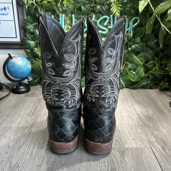 Tanner Mark Boots Mens TM205539 Print Fish Black Top Made in Mexico Size 9.5 - Picture 5 of 10